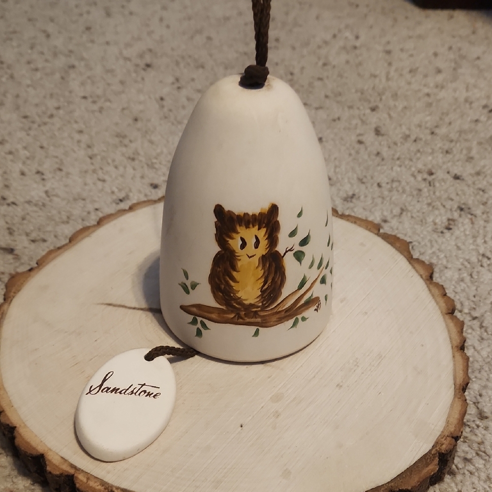 Sandstone Owl Design Hanging Chime